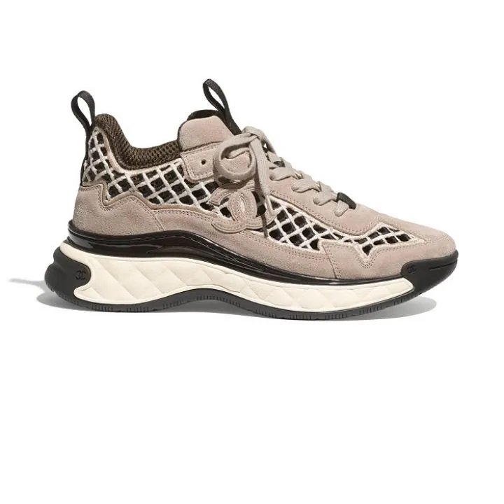 Chanel Suede Calfskin &amp; Embroidery Beige
