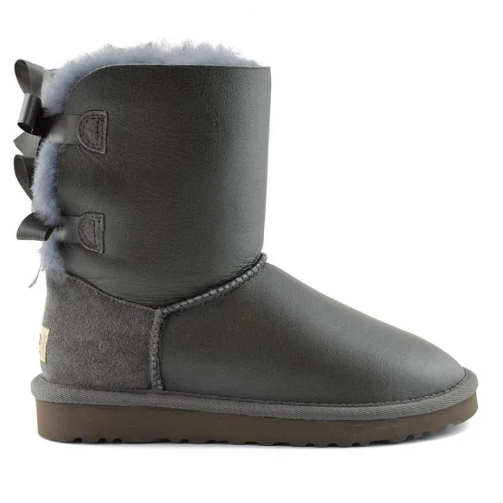 Женские угги Ugg Bailey Bow Metallic Grey