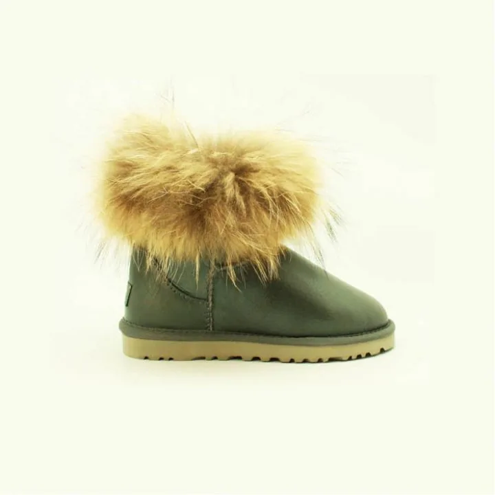 Женские угги Ugg Fox Fur Grey Metallic