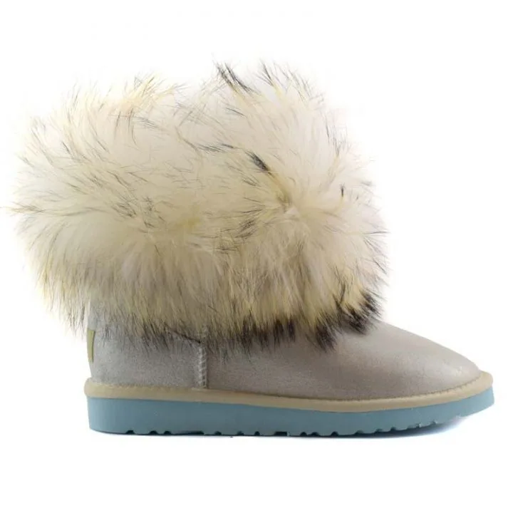 Женские угги Ugg Fox Fur White Metallic I DO