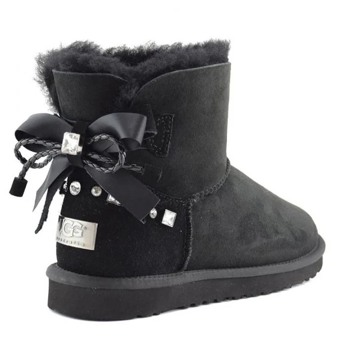Женские угги Ugg Mini Bailey Bow Braid Black